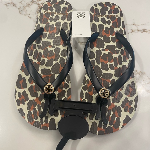Tory Burch Shoes | NEW Black Brown Animal Leopard Print Thin Flip-Flop US Sz 6 - Picture 6 of 10